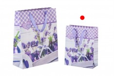 Lavender print laminated paper gift bag in size 180x80x230 -  4 design prints  