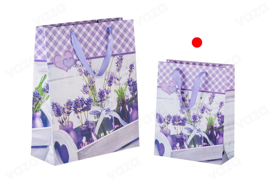 Sac cadeau en papier plastifié 180 x 80 x 230 - 4 motifs lavande Sac cadeau en papier plastifié 180 x 80 x 230 - 4 motifs lavande-photo_groupe