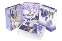 Lavender print laminated paper gift bag in size 260x100x320 -  4 design prints  