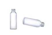 Bottiglietta trasparente in PET da 55 ml per creme/oli/shampoo con tappo in PP 20