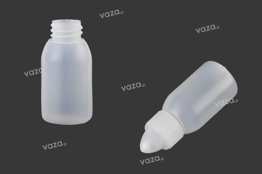 25ml plastic bottle with nozzle tip and cap