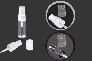 Shishe plastike 15 ml transparente me grykë PP 18 - 12 copë              -εικόνα_σύνθεση