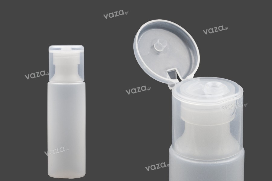Flacon plastique translucide de 130 ml avec couvercle à charnière pour  shampooing et lotion