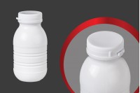 Bottiglia in plastica bianca da 250 ml per latte o succo di frutta 63x124 mm