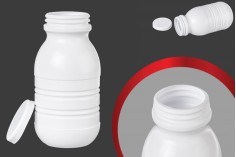 Weiße Kunststoffflasche 250 ml für Milch oder Saft  63x124 mm