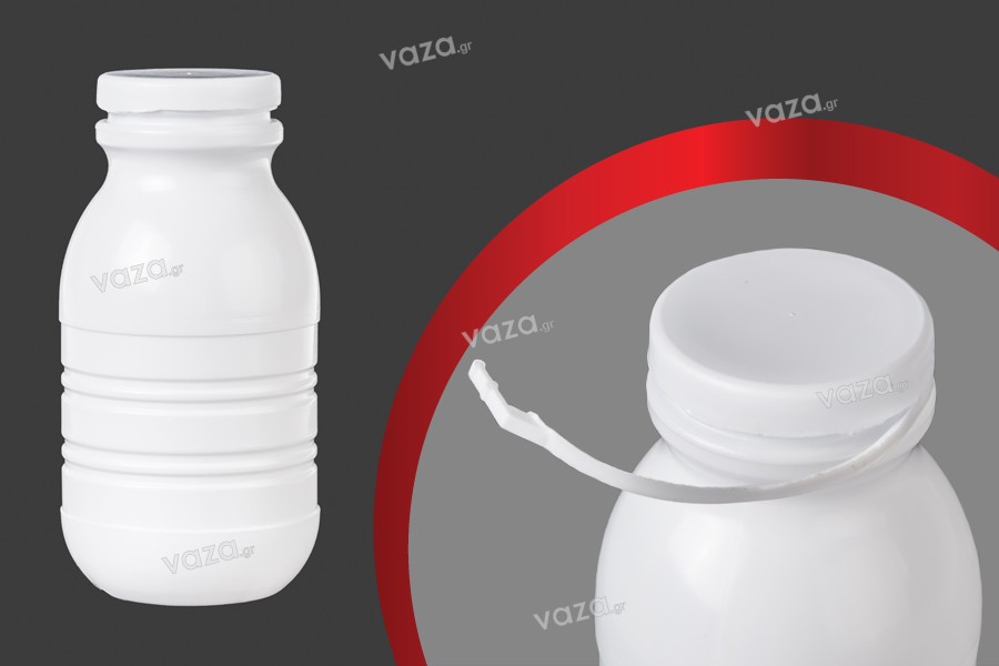 Weiße Kunststoffflasche 250 ml für Milch oder Saft  63x124 mm