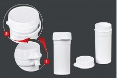 20ml plastic pill and capsule jar with snap top cap - available in a package with 100 pcs