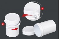 50ml plastic pill and capsule jar with snap top cap - available in a package with 100 pcs