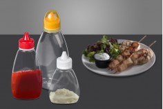 Sticlă de plastic, transparentă, 350 ml, pentru ketchup, muștar, miere