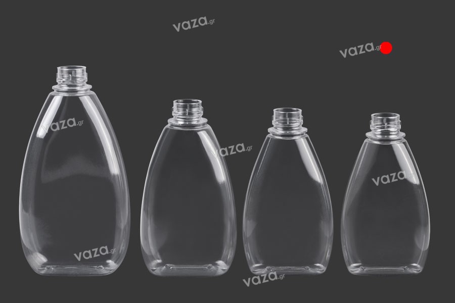 Sticlă de plastic, transparentă, 350 ml, pentru ketchup, muștar, miere