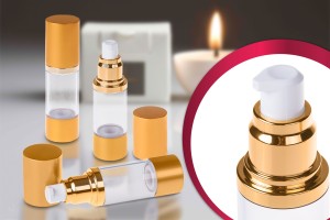 Airless Spender für Creme 30 ml aus Kunststoff, transparent, mit Alu- Deckel und Boden in 2 Farben-2