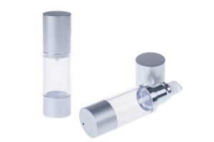 Airless Spender für Creme 30 ml aus Kunststoff, transparent, mit Alu- Deckel und Boden in 2 Farben-5