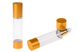 Flacon airless pour crème de 50 ml avec corps en plastique transparent, bouchon et base en aluminium en 2 couleurs-4