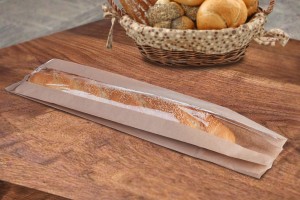 Flachbeutel aus Kraftpapier 120x50x650 mit Fenster 70 mm  für Stangenbrot-3