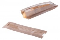 Brown kraft baguette bread bag in size 120x50x450 with window in size 40 mm - 100 pcs. 