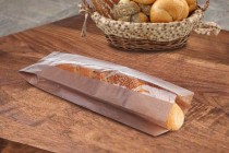 Sac en paprier kraft marron 120 x 50 x 450 avec fenêtre de 70 mm pour baguette de pain - 100 pcs