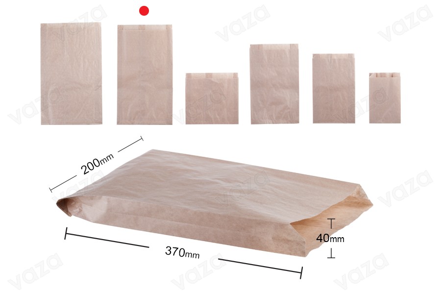Flachbeutel aus Kraftpapier 200x40x370 ohne Sichtfenster -100 Stk Flachbeutel aus Kraftpapier 200x40x370 ohne Sichtfenster -100 Stk-εικόνα_διαστάσεις