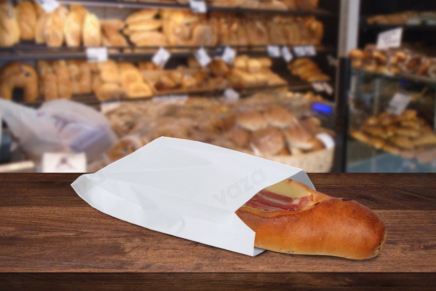 Sac en papier blanc 120 x 40 x 230 sans fenêtre - convient pour les aliments gras - 100 pcs Sac en papier blanc 120 x 40 x 230 sans fenêtre - convient pour les aliments gras - 100 pcs-εικόνα_σύνθεση