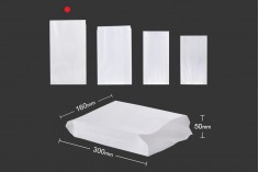 Sacchetti di carta in colore bianco di dimensioni 160x50x300 senza finestra - adatti per cibi grassi - 100 pz
