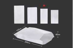 Sacchetti di carta in colore bianco di dimensioni 120x40x260 senza finestra - adatti per cibi grassi - 100 pz