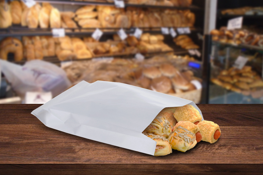 Sac en papier blanc 120 x 40 x 260 sans fenêtre - convient pour les aliments gras - 100 pcs Sac en papier blanc 120 x 40 x 260 sans fenêtre - convient pour les aliments gras - 100 pcs