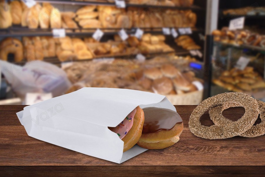 Sac en papier blanc 160 x 80 x 280 sans fenêtre - convient pour les aliments gras - 100 pcs Sac en papier blanc 160 x 80 x 280 sans fenêtre - convient pour les aliments gras - 100 pcs-photo_groupe