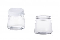 Transparent 50ml plastic jar with white locking cap
