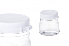 Petit pot transparent en plastique de 50ml avec couvercle blanc verrouillable