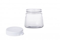 Petit pot transparent en plastique de 50ml avec couvercle blanc verrouillable