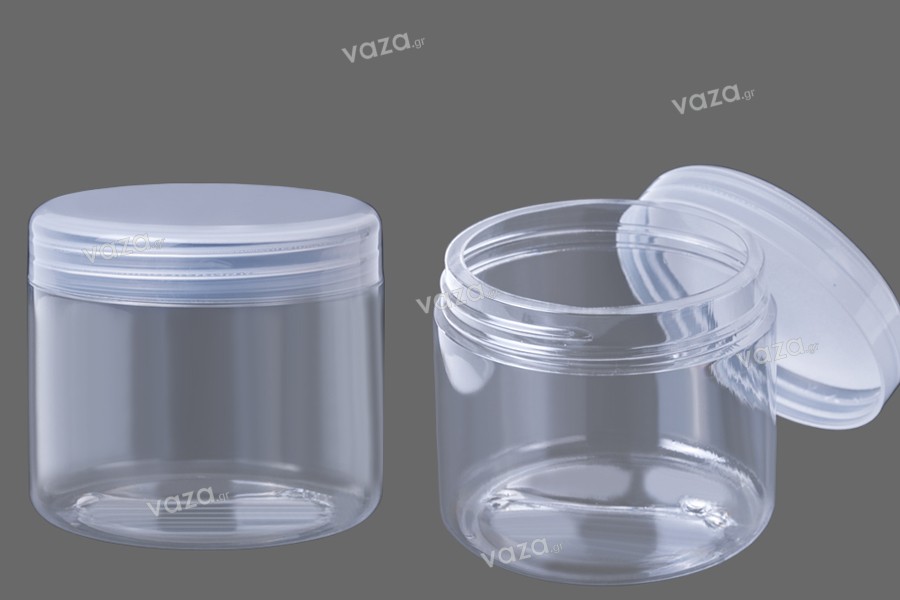 Petit pot en plastique de 500ml blanc ou transparent sans couvercle