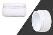 Transparent or white 250ml plastic jar without cap
