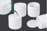 Pot blanc en plastique de 250ml avec couvercle blanc à pression