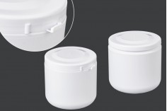 Pot blanc en plastique de 250ml avec couvercle blanc à pression
