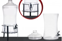 9 L decorative drinks dispenser jar with cap and a plastic tap on metal stand in size 240x480 m