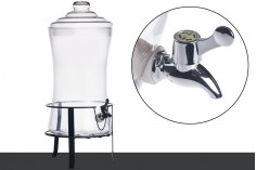 9 L decorative drinks dispenser jar with cap and a plastic tap on metal stand in size 240x480 m