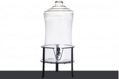 9 L decorative drinks dispenser jar with cap and a plastic tap on metal stand in size 240x480 m