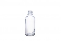 Transparent 50ml glass bottle for essential oils with PP18 mouth