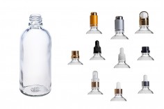 Sticluță pentru uleiuri esențiale, transparentă, 100 ml, cu gura de scurgere PP18