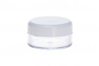 Transparent 10ml SAN cream jar with white cap