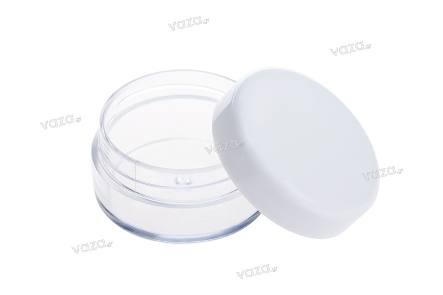Transparente Αcryl- Cremedose 10 ml mit weißem Deckel 