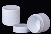 50 ml white double wall plastic cream jar, available in a package with 12 pieces.