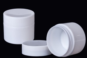 Pot en plastique de 50ml blanc à double fond pour crèmes, en lot de 12 pièces
