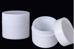 50 ml white double wall plastic cream jar, available in a package with 12 pieces.