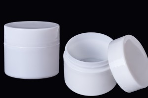 Pot en plastique de 50ml blanc à double fond pour crèmes, en lot de 12 pièces-2