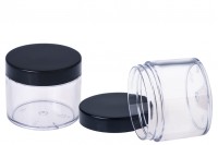 Acrylic 70 ml transparent cosmetics jar with black cap