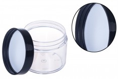 Acrylic 70 ml transparent cosmetics jar with black cap