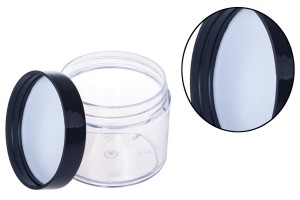 Transparentes Acrylglas mit schwarzem Deckel 70ml für Creme-εικόνα_σύνθεση