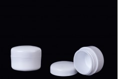 Vasetto a doppia parete in plastica SAN in colore bianco da 5ml in confezione da 12pz