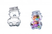 Glass jar bear-shaped 80 ml with a silver aluminum cap