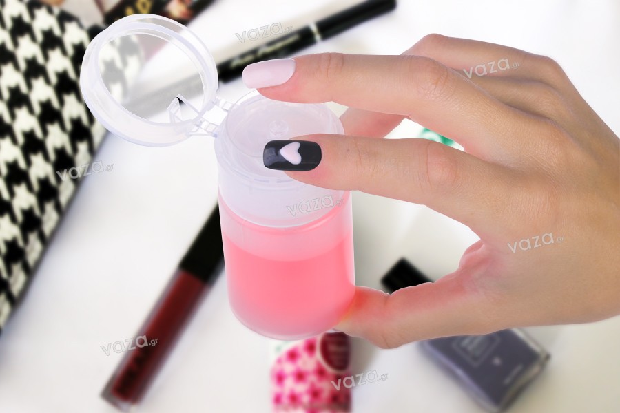 Special plastic bottle for nail polish remover 70 ml with a pump